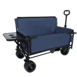 3-in-1 Convertible Folding Wagon Cart With Bench Seat & Rear-Mounted Folding Tabletop - 500lbs Heavy-Duty Utility Wagondark Blue -OUTSUNNY Sale Store GUEST 008f4991 37de 4a7d 90c5 35c6b818806d