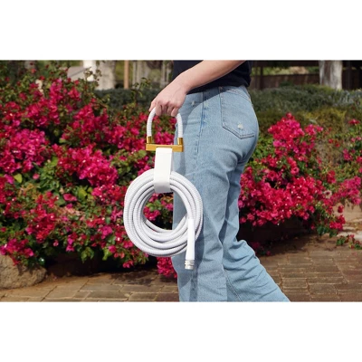 BERNINI 40' Chroma Purse Handle Metal Garden Hose White 2 BERNINI 40' Chroma Purse Handle Metal Garden Hose White - Image 2
