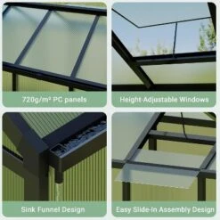 Sturdy Polycarbonate Greenhouse With Aluminum Frame - Adjustable Roof Vent, Sliding Door & UV Protection For Backyard Gardening -OUTSUNNY Sale Store GUEST 0259895f 33c3 4088 b582 aa369ae0ed85