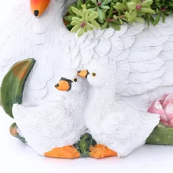LuxenHome White Resin Swan Family Planter -OUTSUNNY Sale Store GUEST 04086029 d371 4eb4 8e74 cbea8d92033a