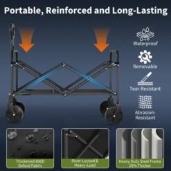 Foldable Utility Carts Wagon - 380LBS Capacity With All-Terrain Wheels, Drink Holders & Adjustable Handle For Camping/Shopping 13 Foldable Utility Carts Wagon - 380LBS Capacity With All-Terrain Wheels, Drink Holders & Adjustable Handle For Camping/Shopping -OUTSUNNY Sale Store GUEST 045fd04b 16e7 4a28 b8f5 28e4fb6aab1a