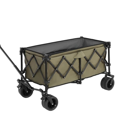 INFURNIC Wheelbarrows And Lawn Carts Heavy Duty Folding Utility Yard Cart, Beach Wagon Lawn Cart With Big Wheels, Green, 20.87"*42.91"*32.68" 5 INFURNIC Wheelbarrows And Lawn Carts Heavy Duty Folding Utility Yard Cart, Beach Wagon Lawn Cart With Big Wheels, Green, 20.87"*42.91"*32.68" - Image 5