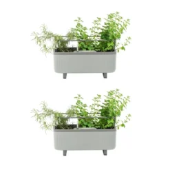 Vego Garden Twin Pack Self-Watering Herb Planter Box With Trellis Rectangular Indoor Outdoor Planter Pots 7.3"x17.5"x10.5" -OUTSUNNY Sale Store GUEST 0660bc17 ef23 4f51 8a7b cb649fa3a691