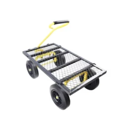 FURNIinspire Wheelbarrows And Lawn Carts Tools Cart Wagon Cart, Garden Cart Trucks With Solid Wheels And Yellow Handle, Black, 37“*19"*40" -OUTSUNNY Sale Store GUEST 069caed3 ef04 4501 870d babe97120552