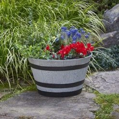 Southern Patio HDR-055457 Resin Whiskey Barrel Indoor Outdoor Garden Planter Pot For Vegetables, Trees, Plants, And Flowers, Gray (2 Pack) 7 Southern Patio HDR-055457 Resin Whiskey Barrel Indoor Outdoor Garden Planter Pot For Vegetables, Trees, Plants, And Flowers, Gray (2 Pack) -OUTSUNNY Sale Store GUEST 0a05cea7 5d16 47ce 8307 0ea72907eead