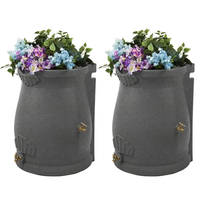 Good Ideas Rain Wizard 50 Gallon Rain Saver Barrel Water Storage Urn With Planter Space And 2 Brass Spigots, Light Granite (2 Pack) 6 Good Ideas Rain Wizard 50 Gallon Rain Saver Barrel Water Storage Urn With Planter Space And 2 Brass Spigots, Light Granite (2 Pack) - Image 6