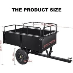 Acekool 750 Lbs Steel Dump Cart, 15 Cu.Ft Garden Utility Trailer With Dual Bearings, Pneumatic Tires, Hand Or Foot Dump For ATV, Tractor, Lawn Mower