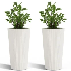 NAYSAYE Planter 2PCS Tall Indoor And Outdoor Planter Pot Large Flower Cone Striped Plastic Flower Pot For Home Garden Patio -OUTSUNNY Sale Store GUEST 0def80a8 514e 4b94 9597 30ffcab99886
