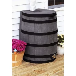 Good Ideas Rain Wizard Water Storage Rain Collection Rain Barrel 40-Gallon Darkened Ribs