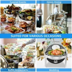 WhizMax 6.8 Quart Roll Top Chafing Dish Buffet Set With Visible Window, Round Stainless Steel Set -OUTSUNNY Sale Store GUEST 1048297d 8205 4204 8aed 0496af65b8bf