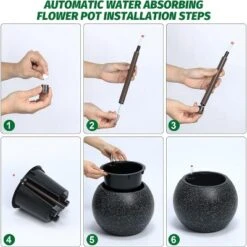 10.2" H X 13.5" Dia (10" Opening) Round Self-Watering Indoor Plant Pots With Drainage & Water Level Monitor, White Dot Design -OUTSUNNY Sale Store GUEST 10c2cce8 32e4 45ec b5e1 d9f4ae626173