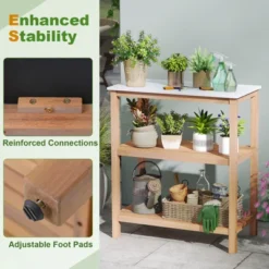 Tangkula 3-Tier Patio Garden Potting Bench Table W/ Acacia Wood 2 Slatted Shelves -OUTSUNNY Sale Store GUEST 111eab30 4b04 4e2a 80f5 ecd77522b96f