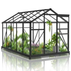 SEVOBAL Greenhouse Quick Setup For Outdoors With Roof Vent Walk In Green Houses Opendoor For Outside Outdoor Garden Backyard, Black, 135"*68"*13.5" -OUTSUNNY Sale Store GUEST 129cb9d1 a5b5 4529 abdf 3c068aaab62e