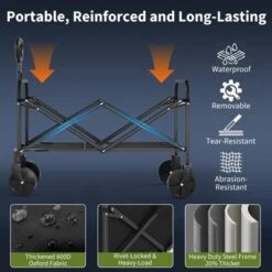 GustoWave Wagons Carts Foldable, GarveeLife Utility Collapsible Wagon With All-Terrain Wheels, Drink Holders & Adjustable Handle -OUTSUNNY Sale Store GUEST 12ab098d cea0 4127 8c62 ede7738db497