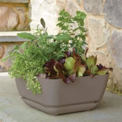 Novelty Majestic Garden Plastic Indoor/Outdoor Square Planter Pot, Taupe, 12in -OUTSUNNY Sale Store GUEST 130e33cc 1789 440f 8939 1b12874fd8b2