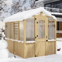 EAGLE PEAK Wooden Polycarbonate Walk-in Greenhouse, Cedar Hobby Green House With Roof Vent -OUTSUNNY Sale Store GUEST 14e19d9a 1ed0 4394 ab95 848a9e234c38