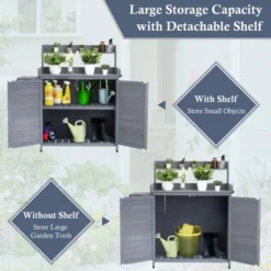 Garden Potting Bench Table, Outdoor Garden Horticultural Wooden Storage Cabinet, Solid Wood Planting Work Bench With Open Top -OUTSUNNY Sale Store GUEST 157d0777 5402 4f2c 90d9 ed099a4b1772