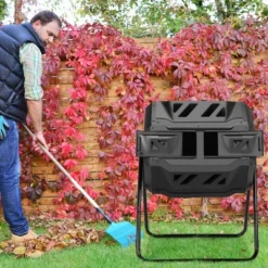 Costway Tumbling Composter 40 Gallon Garden Rotating Compost Bin With Dual Chamber Black/Green -OUTSUNNY Sale Store GUEST 15fcd6b8 8d82 45c4 855f df3705a846c0
