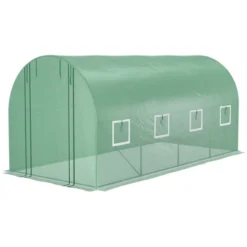 Outsunny Extra-Large Walk-in Tunnel Hoop Greenhouse, PE Cover, Steel, Roll-Up Zipper Door & Windows For Flowers, Vegetables, Tropical Plants, Green -OUTSUNNY Sale Store GUEST 16151b24 d8b3 4db2 9775 2c68d157d3ad