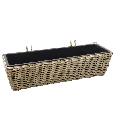 Sunnydaze Decor Sunnydaze Hanging Rectangle Polyrattan Rail Planter With Plastic Liner - 23.5" W X 7.5" D X 6.5" H 8 Sunnydaze Decor Sunnydaze Hanging Rectangle Polyrattan Rail Planter With Plastic Liner - 23.5" W X 7.5" D X 6.5" H - Image 8