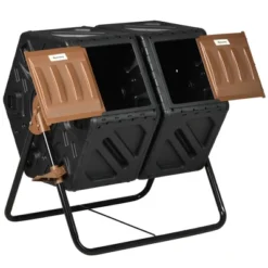 Outsunny Rotating Composter, 34.5 Gallon Dual Chamber Compost Bin With Ventilation Openings And Steel Legs -OUTSUNNY Sale Store GUEST 1787cd62 d5ba 4e61 a68d 8e44cd6b2a70