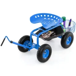 Tangkula Rolling Garden Cart Scooter W/ Adjustable Seat Storage Basket Tray Blue -OUTSUNNY Sale Store GUEST 1841197b f062 4231 827a e130712bff64
