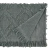 72" X 16" Cotton Waffle Weave Fringed Table Runner Blue: Geometric Abstract Rectangle - Saro Lifestyle