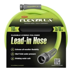 Flexzilla 120 X 0.63 Inch All-Weather Heavy Duty And Lightweight Garden Lead-In Hose Releases Potable Water For Family And Pets, ZillaGreen