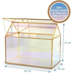 D'Eco Iridescent Glass House Planter Terrarium (10x6x8)- Tabletop Gold Geometric Terrarium - Home, Garden, Office Decor - Gift For Plant Lovers -OUTSUNNY Sale Store GUEST 1a28e929 ac4f 45d5 aa2d e3478d6a526d