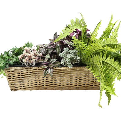 Sunnydaze Decor Sunnydaze Hanging Rectangle Polyrattan Rail Planter With Plastic Liner - 23.5" W X 7.5" D X 6.5" H 5 Sunnydaze Decor Sunnydaze Hanging Rectangle Polyrattan Rail Planter With Plastic Liner - 23.5" W X 7.5" D X 6.5" H - Image 5
