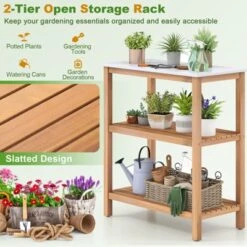 Tangkula 3-Tier Patio Garden Potting Bench Table W/ Acacia Wood 2 Slatted Shelves -OUTSUNNY Sale Store GUEST 1b09db7f 33de 4d12 a376 a065ab6e0356