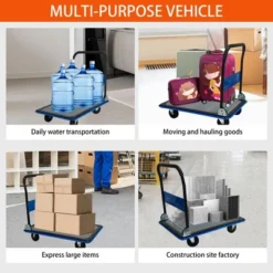 ORRD 660lbs Heavy Duty Flatbed Cart, Foldable Platform Hand Truck With 360° Swivel Wheels, Blue -OUTSUNNY Sale Store GUEST 1ccfe8a9 4df1 47dd a40b 95a2ed61e89d
