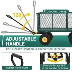 Heavy Duty Steel Garden Cart,550 LBS Capacity 3-in-1 Pullable Metal Wagon With 10" Pneumatic Wheels,180°Rotating Handle & Removable Sides, Green -OUTSUNNY Sale Store GUEST 1d36165b 7866 431a 94ab 468c3dfb821e