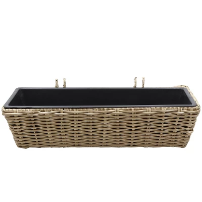 Sunnydaze Decor Sunnydaze Hanging Rectangle Polyrattan Rail Planter With Plastic Liner - 23.5" W X 7.5" D X 6.5" H 7 Sunnydaze Decor Sunnydaze Hanging Rectangle Polyrattan Rail Planter With Plastic Liner - 23.5" W X 7.5" D X 6.5" H - Image 7