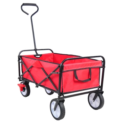 FURNIinspire Wheelbarrows And Lawn Carts Folding Wagon Cart, Collapsible Garden, Beach And Shopping Utility Cart With Handle, Red, 41“*21"*46" 4 FURNIinspire Wheelbarrows And Lawn Carts Folding Wagon Cart, Collapsible Garden, Beach And Shopping Utility Cart With Handle, Red, 41“*21"*46" - Image 4