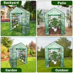 Walk-in Greenhouse With Roll-Up Zipper Door 57 X 57 X 76 Portable 3-Tier 6-Shelf Steel Frame Greenhouse For Indoor Outdoor Garden Patio, Green -OUTSUNNY Sale Store GUEST 1ed33001 7e22 42f5 8818 85a952424068