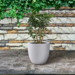 Rosemead Home & Garden, Inc. Kante  Fiberglass And Concrete Indoor Planter Pots White 16.54" X 16.54" X 15.35"