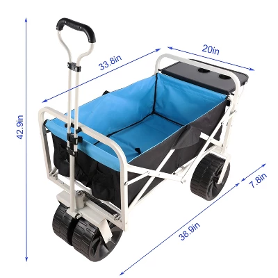 FURNIinspire Wheelbarrows And Lawn Carts Folding Wagon Garden Cart, Multi Function Garden Cart For Carrying, Black And Blue, 47“*20"*43" 2 FURNIinspire Wheelbarrows And Lawn Carts Folding Wagon Garden Cart, Multi Function Garden Cart For Carrying, Black And Blue, 47“*20"*43" - Image 2