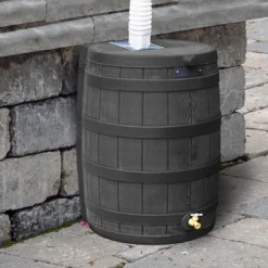 Good Ideas Rain Wizard 50 Gallon Plastic Outdoor Home Rain Barrel Water Storage Collector With Brass Spigot And Flat Back Design, Oak (3 Pack) -OUTSUNNY Sale Store GUEST 23d2a4cf 140e 4584 9054 e493fe22180b