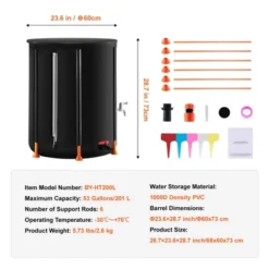VEVOR Collapsible Rain Barrel, 53 Gallon/201 L Portable Rain Water Collection Barrel, PVC Rainwater Collection System With Spigots And Overflow Kit 14 VEVOR Collapsible Rain Barrel, 53 Gallon/201 L Portable Rain Water Collection Barrel, PVC Rainwater Collection System With Spigots And Overflow Kit -OUTSUNNY Sale Store GUEST 23d74467 4eb4 4d73 8e2e a3fd9303384c
