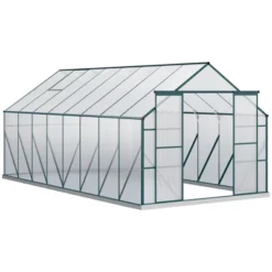 Outsunny Aluminum Greenhouse Polycarbonate Walk-in Garden Greenhouse Kit With Adjustable Roof Vent, Rain Gutter And Sliding Door -OUTSUNNY Sale Store GUEST 24ded119 9549 40f1 8b76 42e3bf15898e