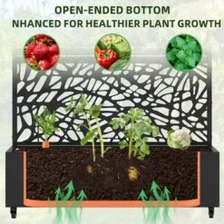 SpassWay 72"H Two-tone Patio Planter Box With Trellis Metal Raised Garden Bed Black Decorative Privacy Screen With Wheels -OUTSUNNY Sale Store GUEST 2631a7e6 2e4c 46fa 9fe4 63c2cbd5ec65