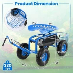 Tangkula Rolling Garden Cart Scooter W/ Adjustable Seat Storage Basket Tray Blue -OUTSUNNY Sale Store GUEST 266f273e 5186 4f1d b6a8 13b141ef1283