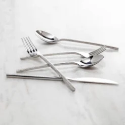 Fortessa Tableware Solutions 5pc Shoji Flatware Set: 18/10 Stainless Steel, Contemporary, Dishwasher-Safe, Service For 1