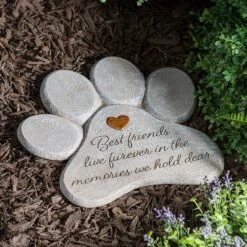 Evergreen 11" Paw Shaped Pet Memorial Garden Stone, Best Friends Live Forever -OUTSUNNY Sale Store GUEST 2a12961e 0bc5 4758 8ea2 4f0d986a3168