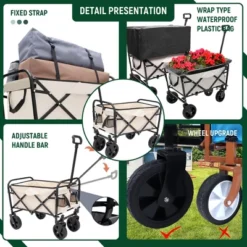KTMBDW Collapsible Foldable Wagon Cart Beach Wagon Heavy Duty Utility Cart Utility Wagon Grocery Cart For Camping With 3pcs Plastic Liner Bag /Cover 21 KTMBDW Collapsible Foldable Wagon Cart Beach Wagon Heavy Duty Utility Cart Utility Wagon Grocery Cart For Camping With 3pcs Plastic Liner Bag /Cover -OUTSUNNY Sale Store GUEST 2eeec61e a891 4d8c b628 4c6fc76669b1