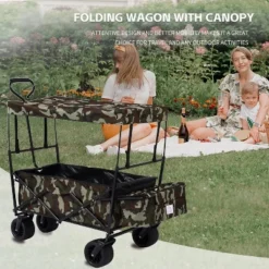 Acekool Foldable Outdoor Utility Wagon With Canopy, 262lbs Capacity, 7" All-Terrain Wheels, Pockets, Portable Cart For Beach, Camping, Garden -OUTSUNNY Sale Store GUEST 2f190e3d c8ae 486e 9d03 c6134ecfc662