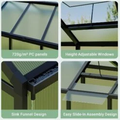GustoWave Walk-In Polycarbonate Greenhouse With Aluminum Frame, Black. -OUTSUNNY Sale Store GUEST 32da0f02 711d 4971 b29a 04d2b4598873