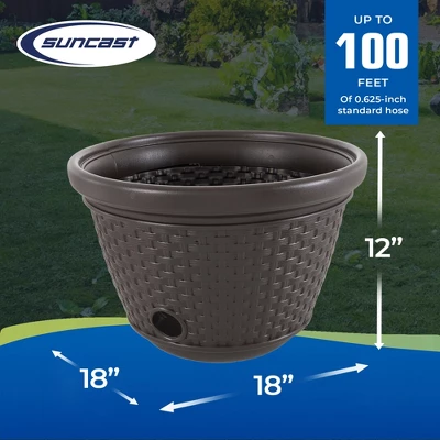 Suncast Plastic Wicker Garden Watering Hose Caddy Outdoor Storage Hideaway Holder Pot For 100 Foot Long Hoses With 4 Drain Holes, Java (3 Pack) 2 Suncast Plastic Wicker Garden Watering Hose Caddy Outdoor Storage Hideaway Holder Pot For 100 Foot Long Hoses With 4 Drain Holes, Java (3 Pack) - Image 2