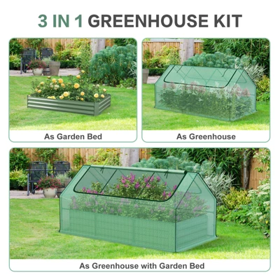 Aoodor 6 X 3 X 1 Ft Raised Garden Bed With Mini Greenhouse Kit, Metal Planter Box With 2 Roll-Up Zipper Doors For Vegetables, Herbs, And Flowers 6 Aoodor 6 X 3 X 1 Ft Raised Garden Bed With Mini Greenhouse Kit, Metal Planter Box With 2 Roll-Up Zipper Doors For Vegetables, Herbs, And Flowers - Image 6